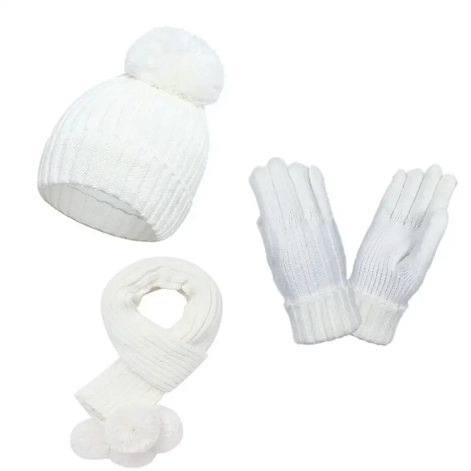 6PCS 어린이 모자 스카프 장갑 세트 소년 소녀를위한 겨울 따뜻한 니트 보닛 장갑