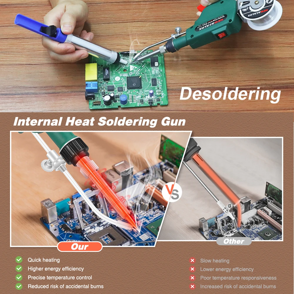 Toolour 60W 110V/220V Automatic Soldering Gun with Ceramic Heater Soldering Iron Kit Includes Solder Wire, Desoldering Pump