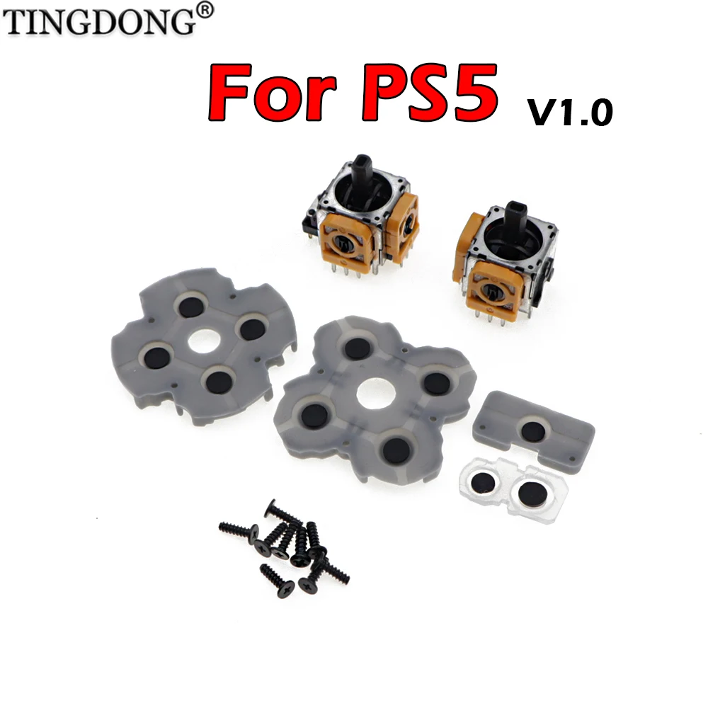 Ersatz-3D-Analog-Joystick + leitfähige Gummi-Tastenpads Schrauben Komplettes Reparatur-Kit für PS5 DualSense V1.0 BDM-010 Gamepad