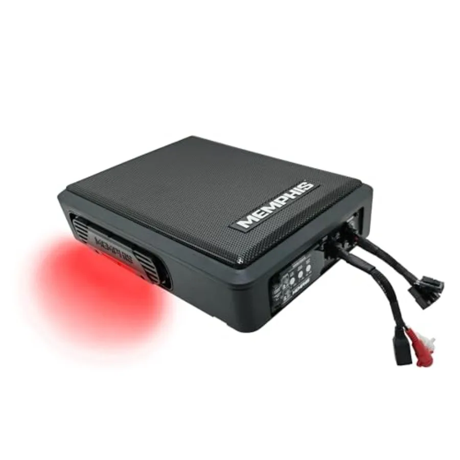 

Under seat bass system for vehicles, nano-composite enclosure, black, weatherproof and powered