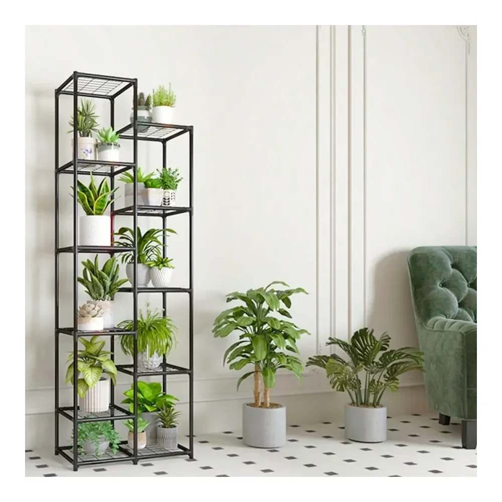 

Металлическая угловая подставка для растений для дома и улицы, для нескольких растений, сверхпрочная, водонепроницаемая, для патио и сада