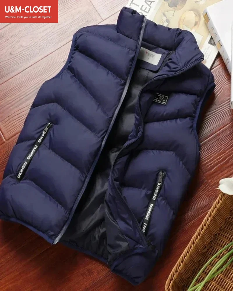 เสื้อพัฟเฟอร์แบบไม่มีแขน สีพื้น เสื้อแจ็คเก็ตขนเป็ด เสื้อกั๊กกันหนาว เสื้อกั๊ก เสื้อคลุมกันลม