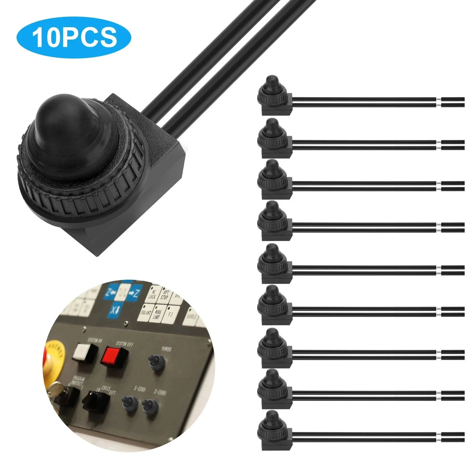

10pcs Waterproof Push Button Switch SPST AC 2-250V 3A IP67 ON/Off Momentary Switch For LED Light Motorcycle Part