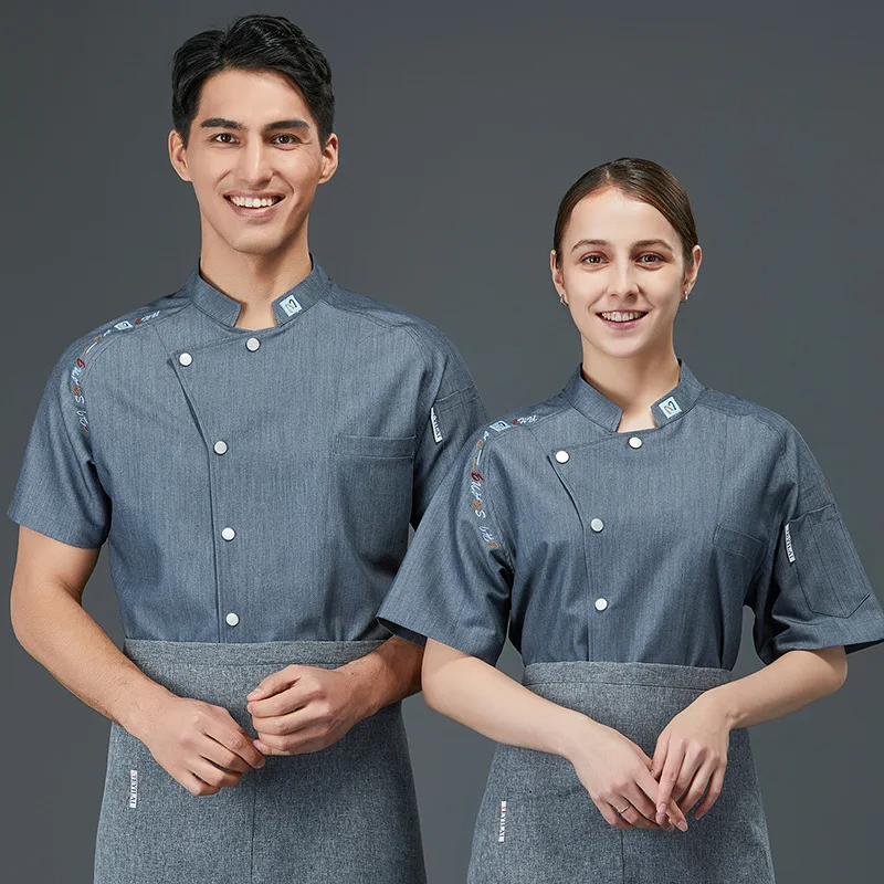 

Hotel Chef Uniform Short Sleeve Breathable Chinese Style Catering Hot Pot Restaurant Rear Kitchen Work Clo