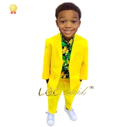 Boys yellow casual blazer pants 2-piece set children's blazer suit custom slim fit suit for children 2-16 years old