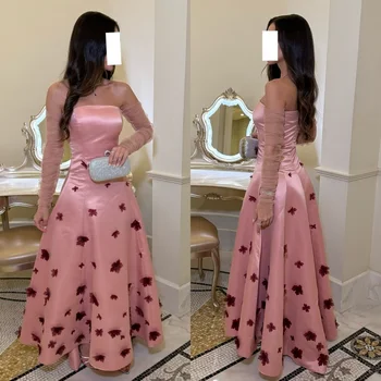 تخصيص جودة عالية الطراز الحديث الطية زهرة ألف خط خارج على الكتف فساتين طويلة فساتين مناسبة مخصصة مطابقة الموضة