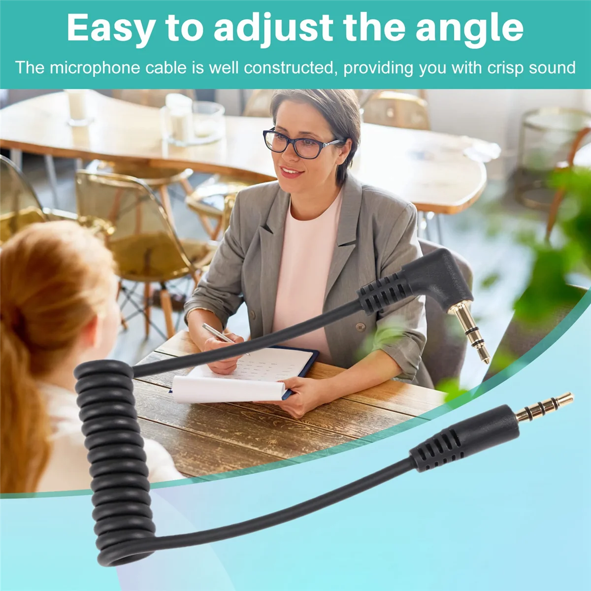 كابل صوت 3.5 ملم - كابل TRRS إلى TRS عالمي مزدوج ذكر 3.5 ملم للميكروفونات