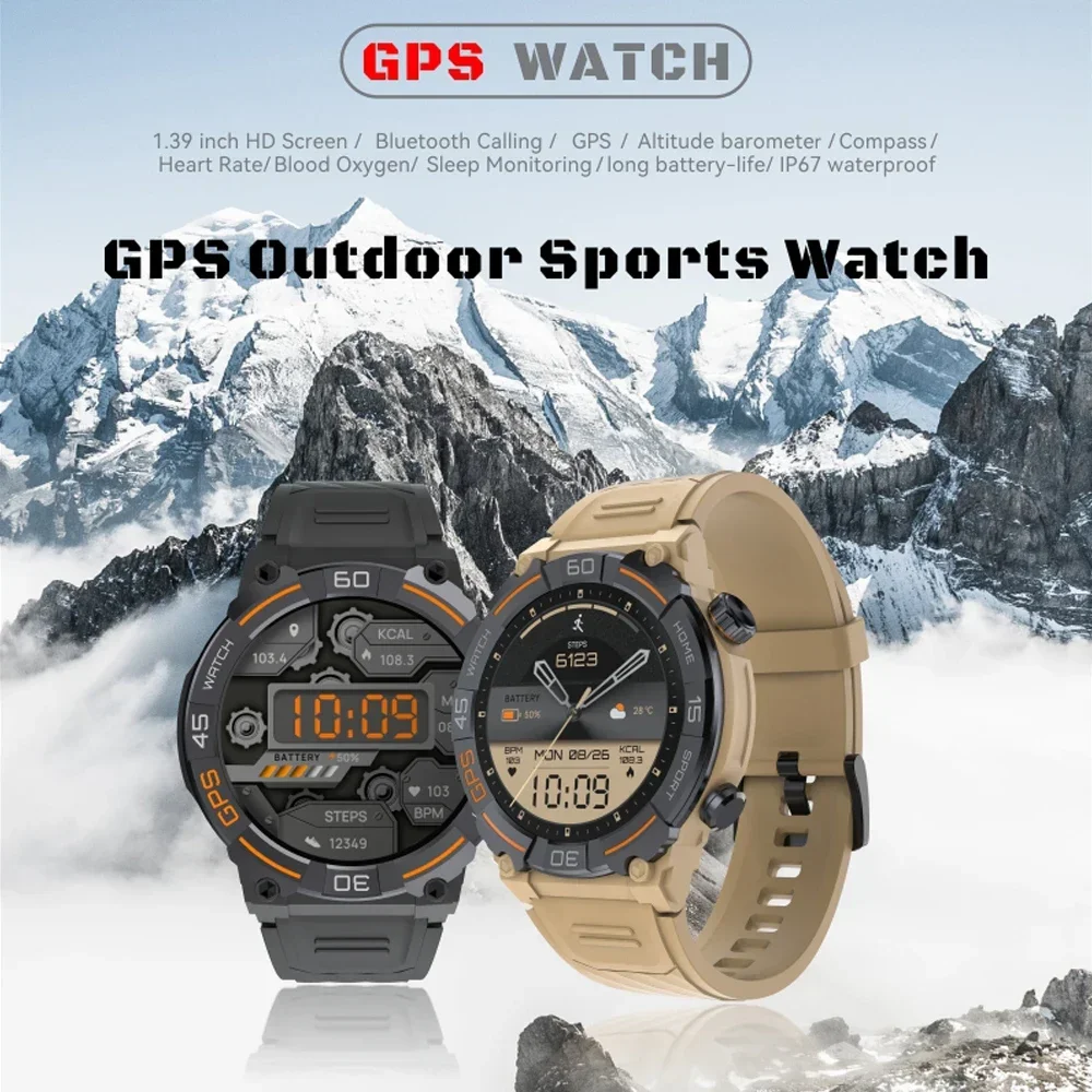 For Bluetooth Call Outdoor Sports Running Speed Watch Ring Compass Air Pressure Altitude GLONASS GPS Smart Watch