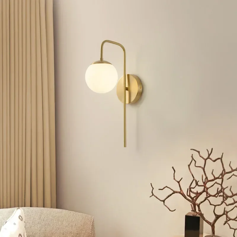 

Modern Led Wall Lamp Bedroom Dining Hall Aisle Glass Lampshade Ball Fixture Sconce Lighting G9 Decorative Indoor Living Lights