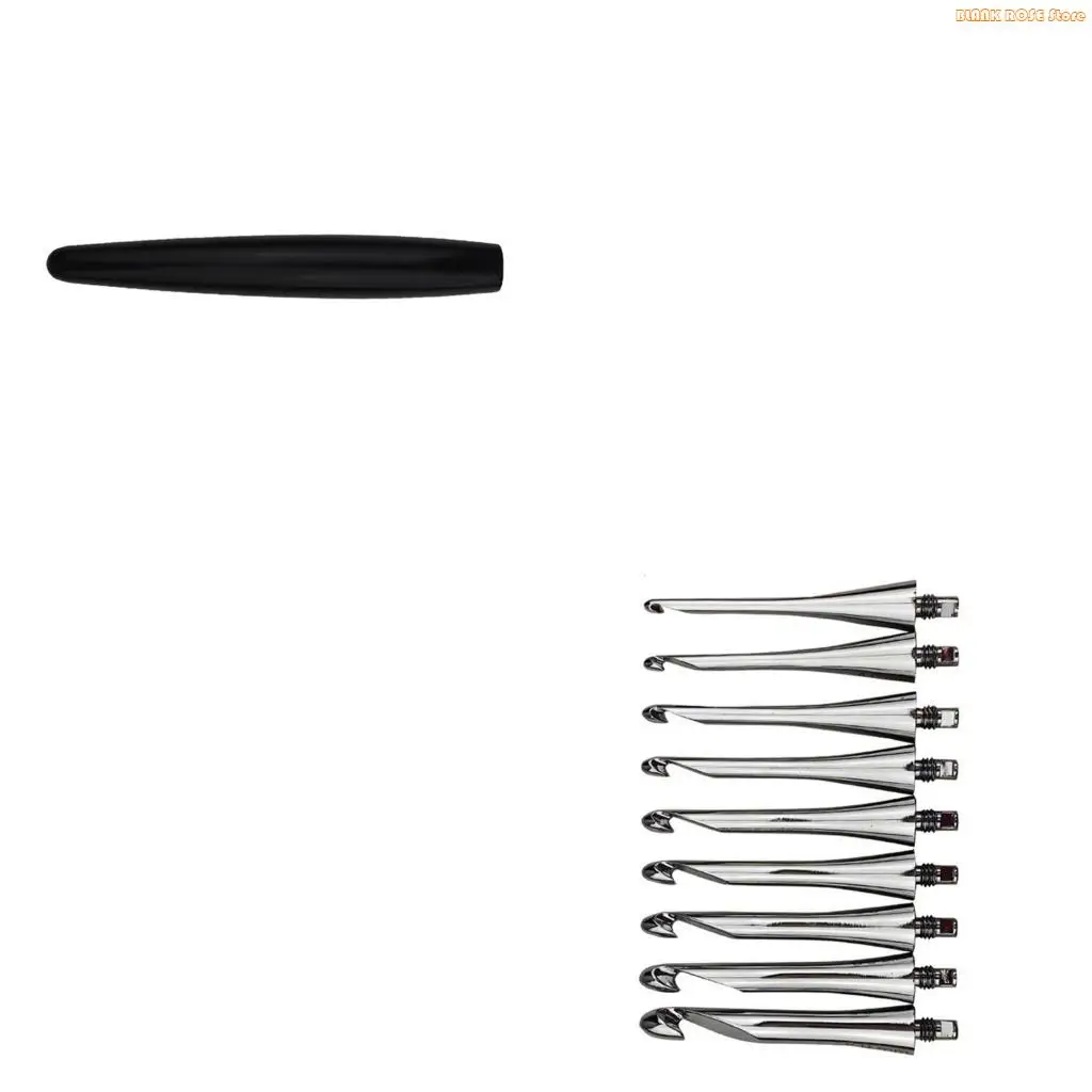 J1HA Austauschbare Aluminium-Häkelnadel mit 9 austauschbaren Spitzen von 3,5 mm bis 8,0 mm
