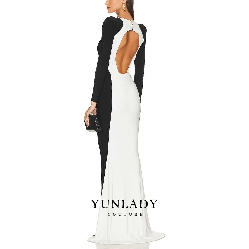 YUNLAN Sexy Mermaid Halter Next Long Sleeve Evening Dress Luxury Dubai Ms. Banquet Dress 2024 Important Party Evening Dress