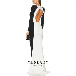 YUNLAN Sexy Mermaid Halter Next Long Sleeve Evening Dress Luxury Dubai Ms. Banquet Dress 2024 Important Party Evening Dress