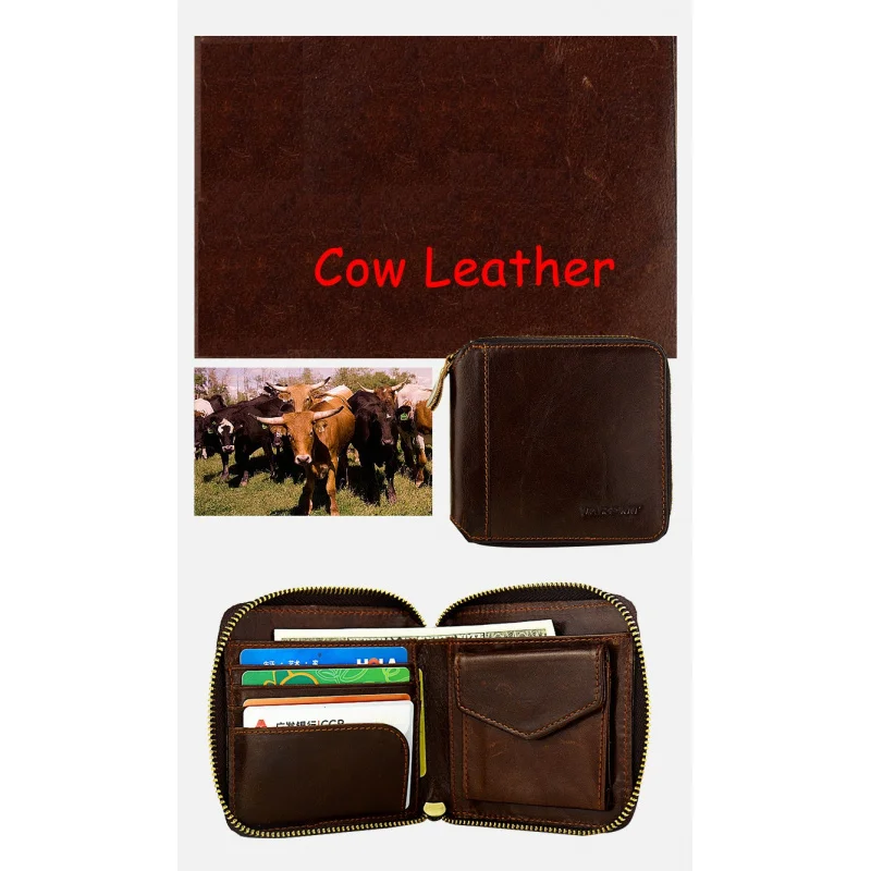 New Men's Multifunctional Cowhide Wallet Accordion Card Holder Purse Unisex Genuine Leather Coin Moneybag