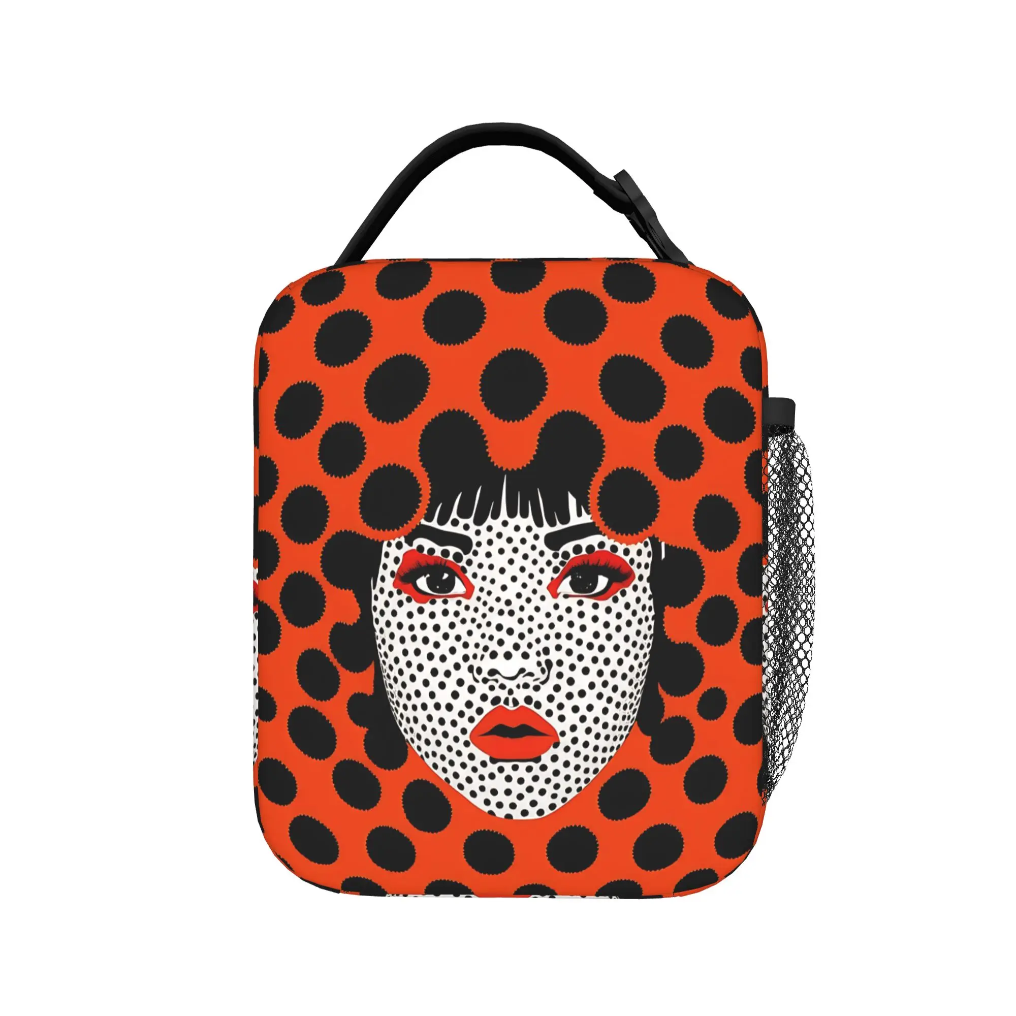 Yayoi Kusama Abstract Face Lunch Bag Outdoor Picnic Portable Insulated Tote Food Bags For Girl Boy  Oxford Graphic Cooler Bag