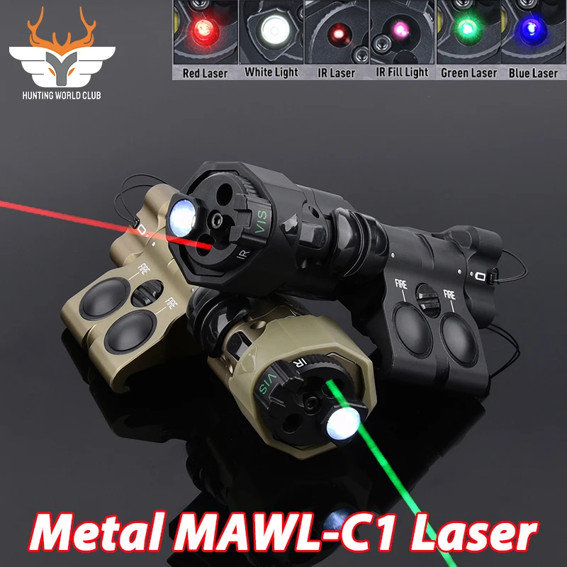 

WADSN Metal CNC MAWL-C1 Red Green Blue Laser + Tactical Upgraded Version IR Night Vision Hunting Laser Sight Airsoft Accessories