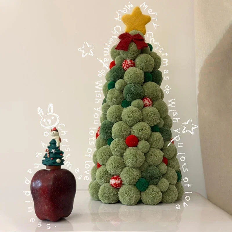 Cute creative hairball Christmas tree finished product living room decoration atmosphere ornament photo practical Christmas gift