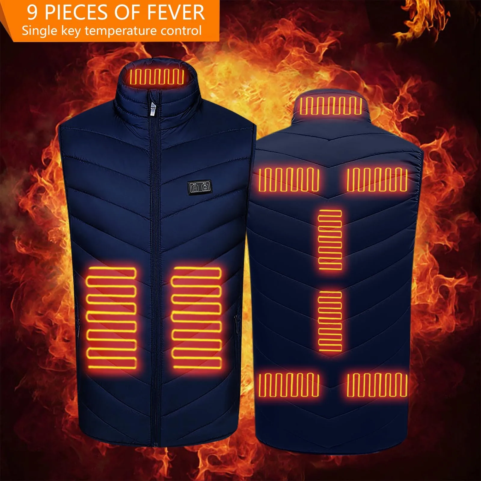 9 Zones Self Heated Vest For Men Usb Electric Heating Jacket Smart Heated Clothes Bodywarmer Male Down Jackets Winter Ski