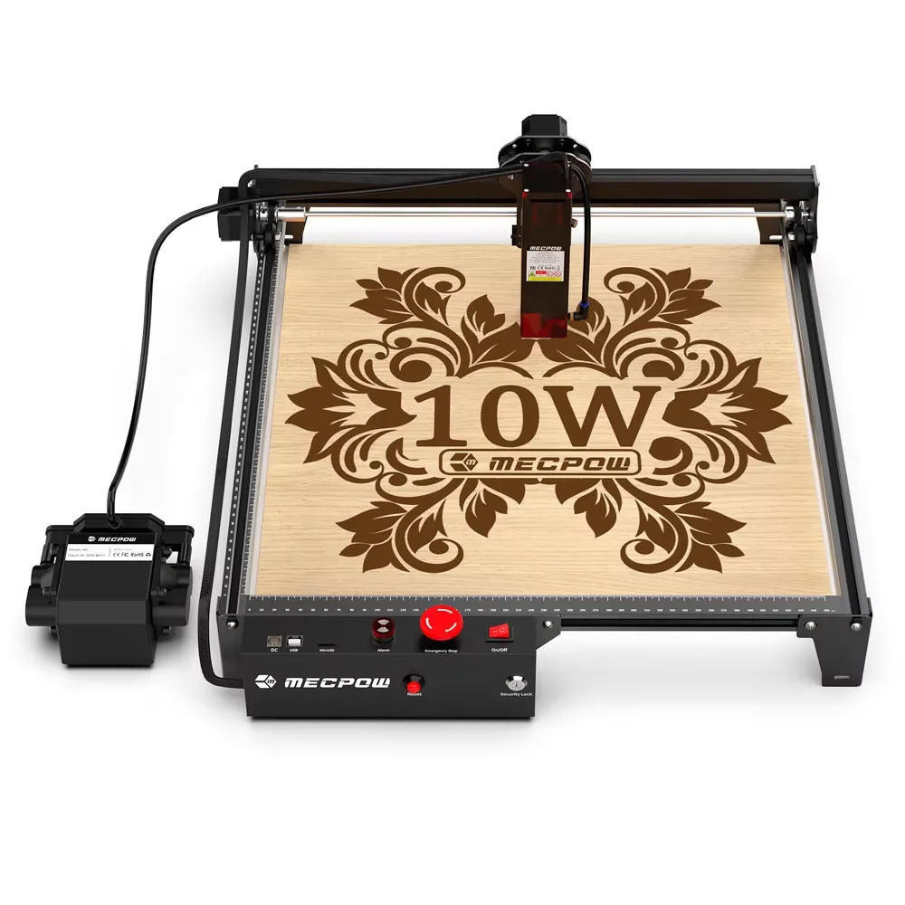 Mecpow X3 Pro 10W Lasergraveermachine met verstelbare luchtassistentie, veiligheidsvergrendeling, noodstop, vlamdetectie, 0,01 mm graveerprecisie, 10000 mm/min graveersnelheid, 410x400 mm werkgebied,