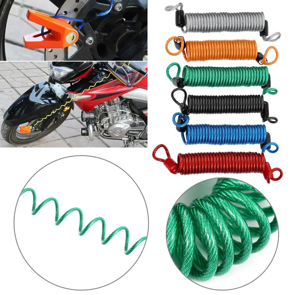 Universal 150cm Bike Motorcycle Scooter Alarm Disc Lock Security Spring Reminder Cable Anti Thief