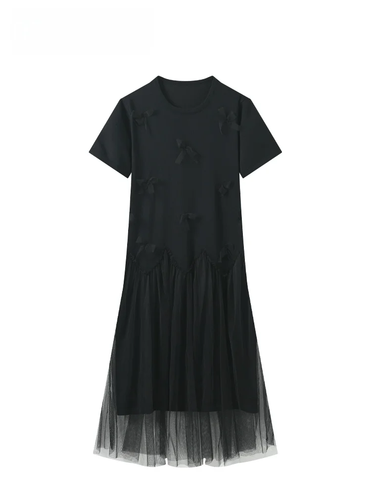 

plus Size round Neck Short Sleeve Dress Women Summer Fat Sister Pear Shape Body Design Sense Skirt Commute Style Long Dress