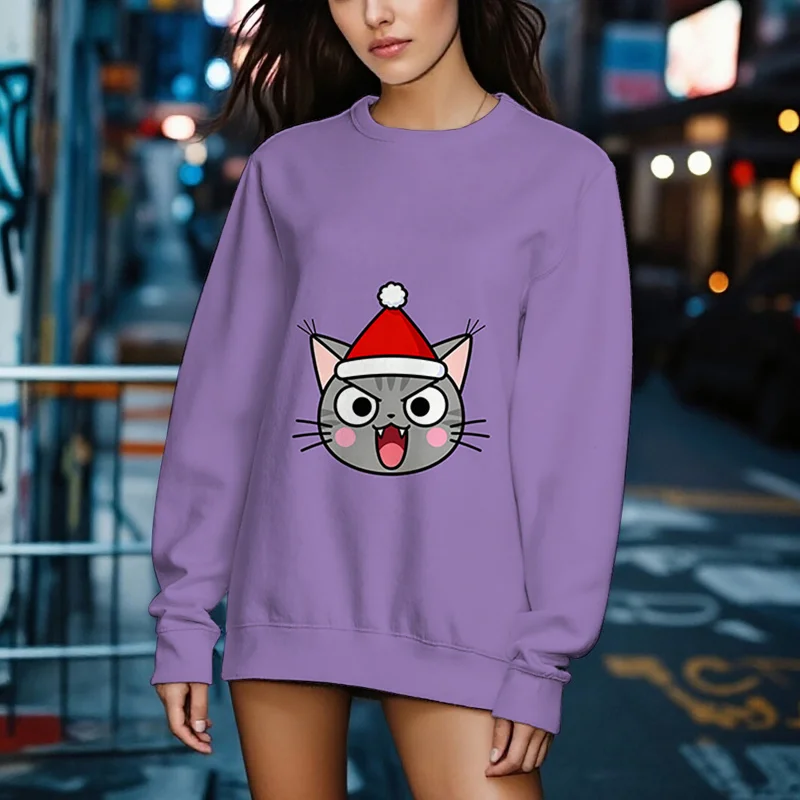 여성용 크루넥 레귤러 긴팔 프린트 스웨트셔츠, 출퇴근 및 쇼핑에 적합, 봄, 가을, 겨울 스타일