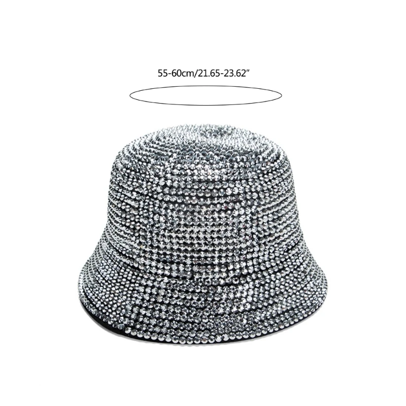 Unisex Full Diamond Bucket Hats Woman Wide Brim Panama Hat Men Luxurious Personality Hat Stage Top Drop shipping