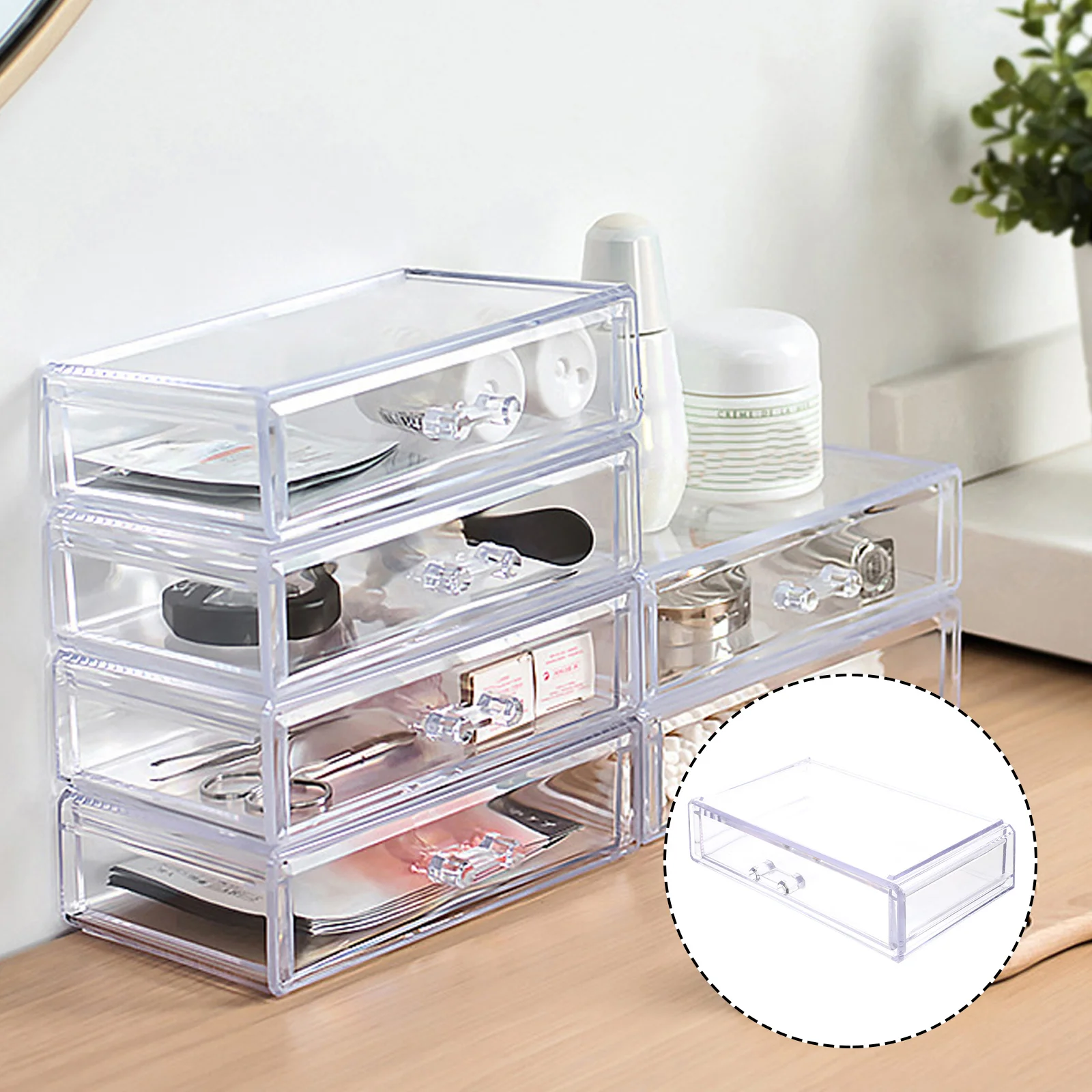 صندوق تخزين شفاف منظم مكياج من نوع درج ممتاز لأحمر الشفاه وطلاء الأظافر وحامل سطح المكتب المقاوم للغبار #3