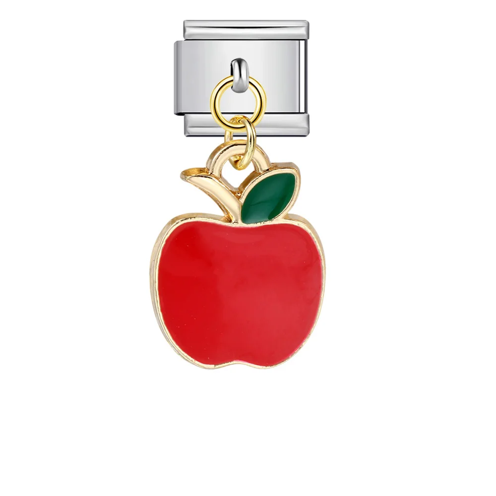 Neuer italienischer Charm-Anhänger mit Orangen-, Erdbeer-, Apfel-, Zitronen- und Wassermelonen-Motiven, passend für 9-mm-Edelstahlarmbänder, Schmuckherstellung, DIY-Schmuck. – Detail 3