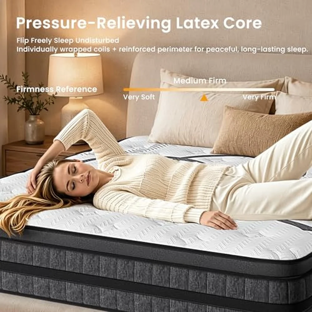 Queen Mattress 12 Inch – Medium Firm for Back Pain Relief Cooling Gel for Hot Sleepers Motion Isolation for Couples 365