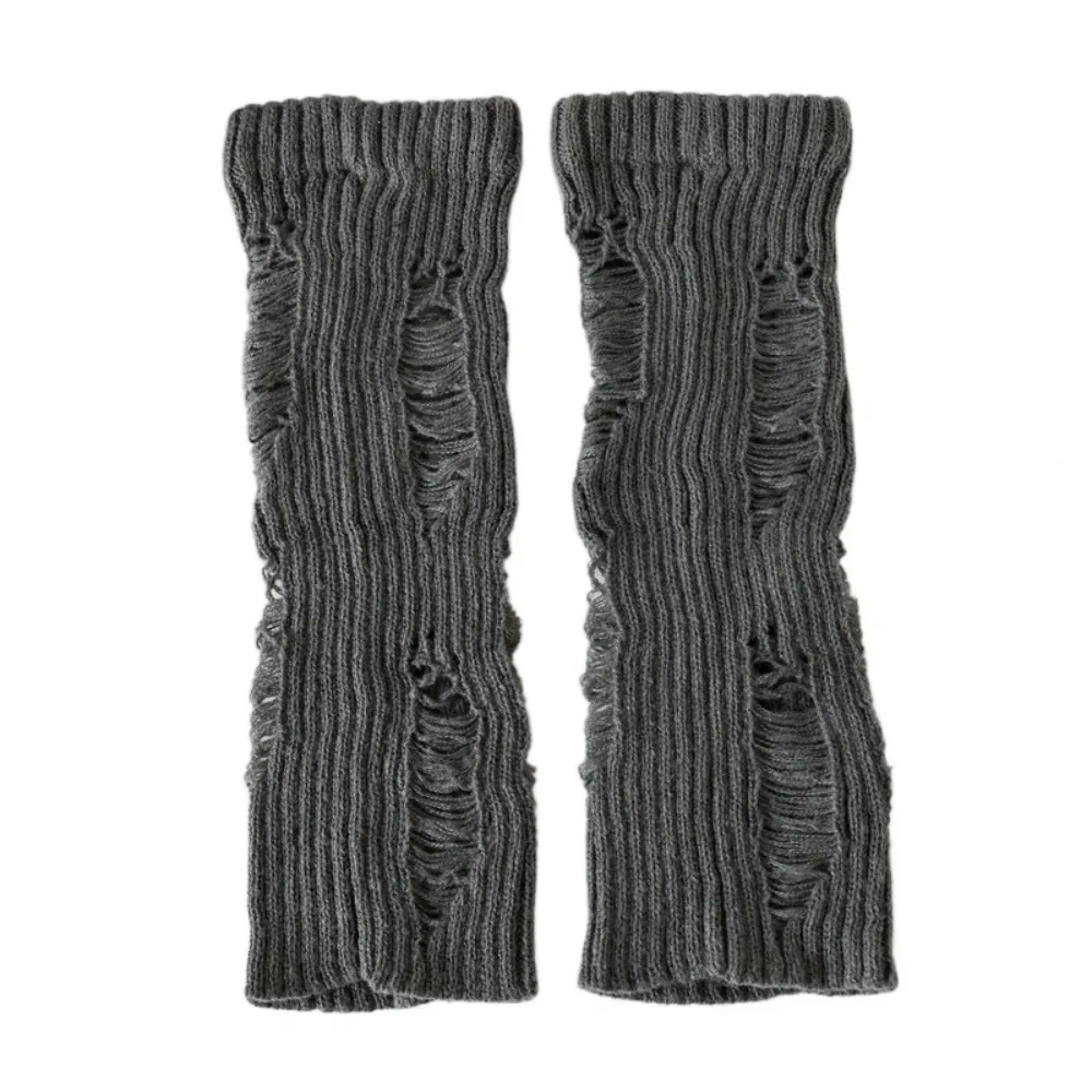 

Fashion Ripped Leg Warmers Women Pile Up Warm Knitted Broken Hole Socks Subculture Stockings Mid Tube Socks Streetwear