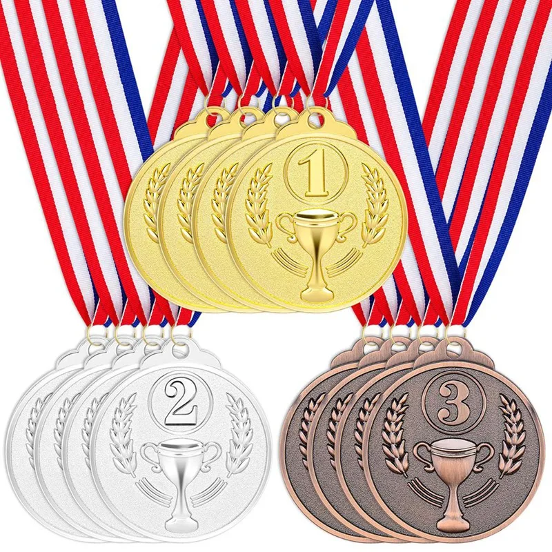 12Pcs Award Medals Gold Silver Bronze Winner Medals 1St 2Nd 3Rd Prizes For Competitions