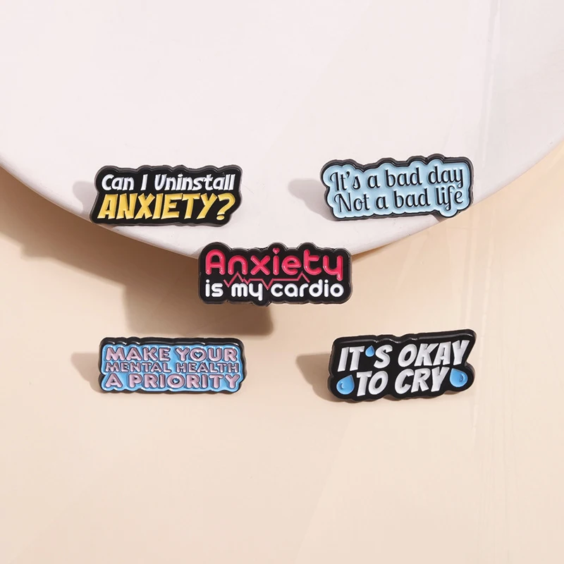 Make Your Mental Health a Priority Pines Lapel Badges Fun Quote  Jewelry Gift for Friends Mental Health Enamel  Brooch Custom