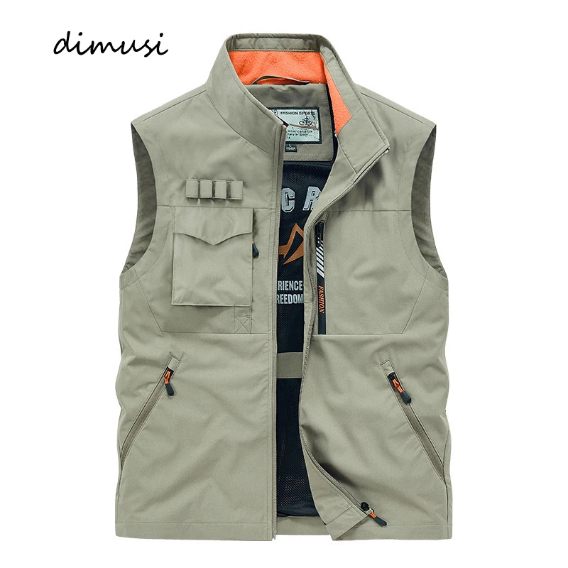 

DIMUSI Men's Summer Work Safari Vests Casual Fishing Travel Photo Hiking Vest with Pockets Outdoor Multi-Pocket Sleeveless Coats