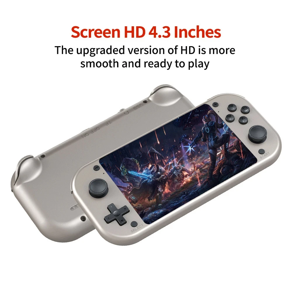 M17 Retro Handheld Video Game Console Open Source Linux System 64G 128G 4.3 Inch IPS Screen Portable Pocket Video Player for PSP