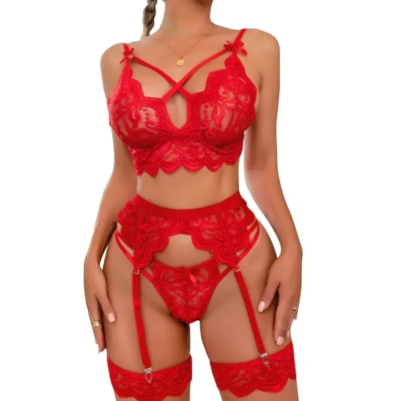 Lace Transparent Lingerie For Women Bra Set Floral Exotic Sheer Half Cup Bra Panty Lingerie Set Fashion Sexy Women\'s Underwear