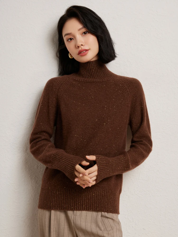2025 New Women 100% Cashmere Sweater Casual Style Turtleneck Pullover Think Soft Warm Floral Sweater Autumn Winter Fashion Tops