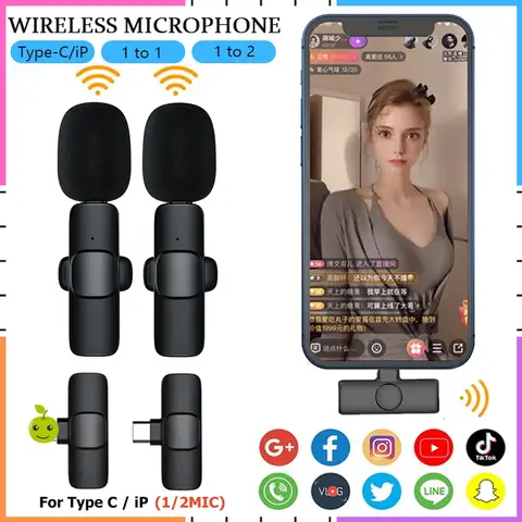 K9 Microphone Lavalier sans fil Portable Audio vidéo enregistrement micro à revers pour iPhone téléphone Android appareil photo reflex numérique Vlog en direct