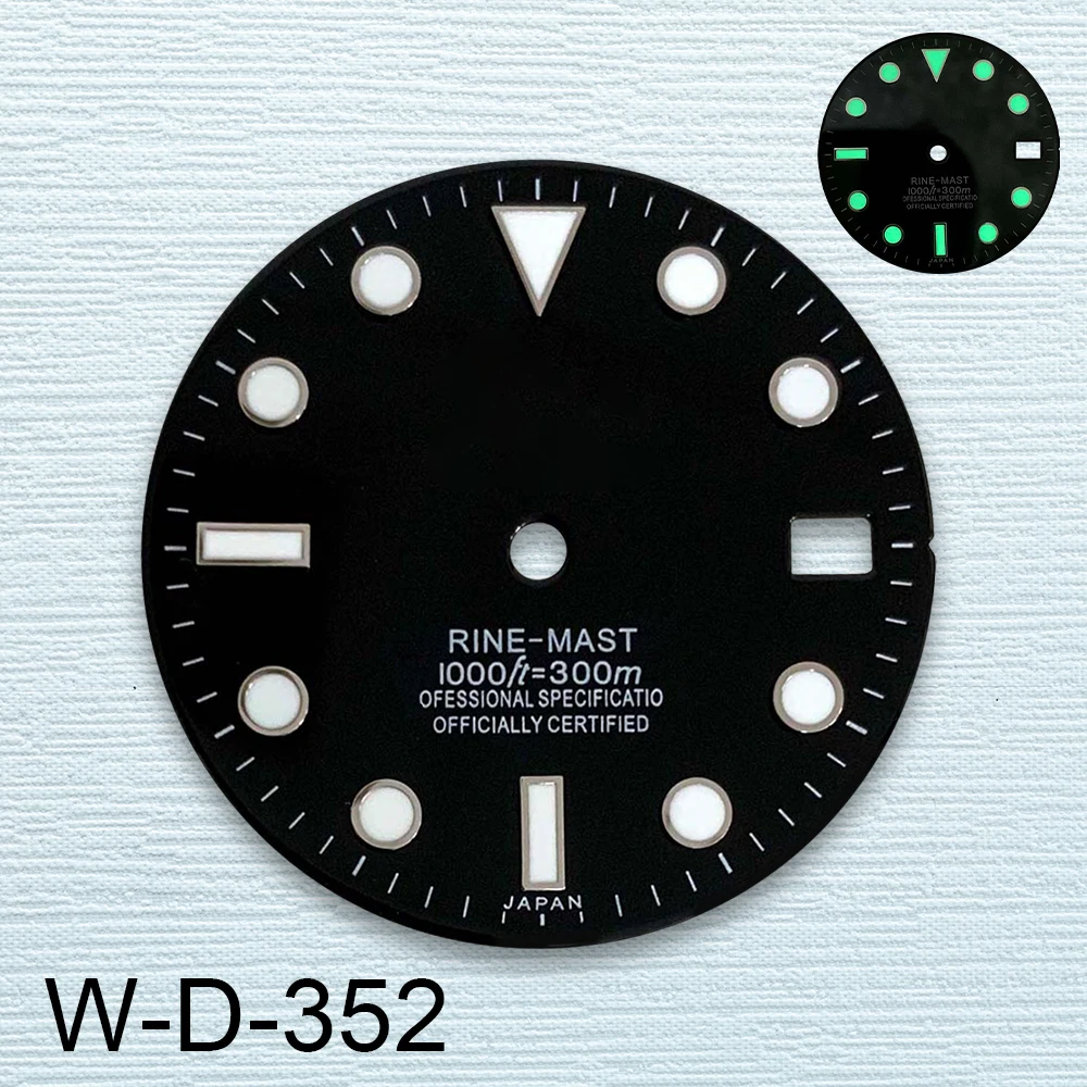 28.5mm S Logo Enamel Dial Suitable For NH35/NH36/4R/7S Japanese Automatic Movement Green Luminous Watch Accessories