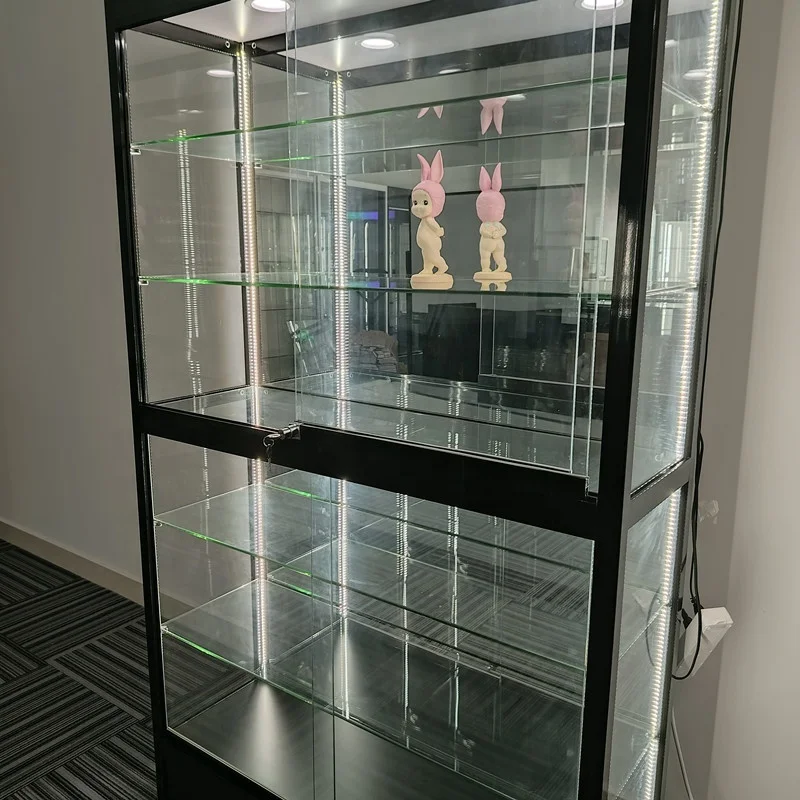 Imagem -05 - Armário de Exibição de Vidro de Varejo Personalizado com Tela Led Prateleiras Ajustáveis Vitrine de Exibição de Loja Bloqueável