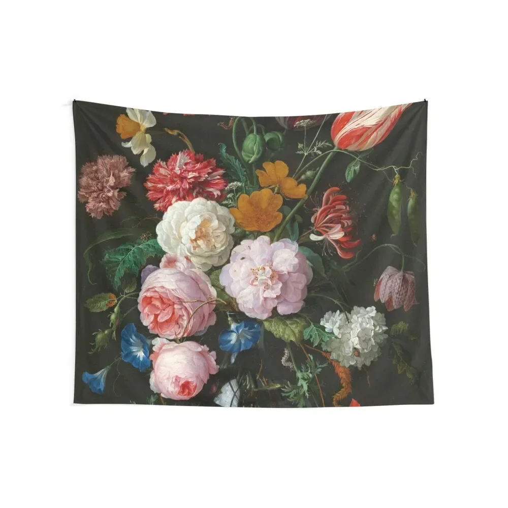 Jan Davidsz. de Heem Still Life with Flowers in a Glass Vase Tapestry Wall Hanging Decor Room Decor Aesthetic Tapestry