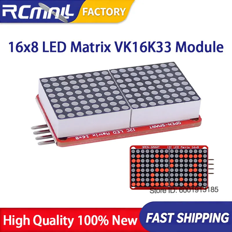 5PCS 16x8 I2C LED Matrix Display Module for Arduino Red Dot Matrix with VK16K33 Driver OPEN-SMART DIY Electronic Panel