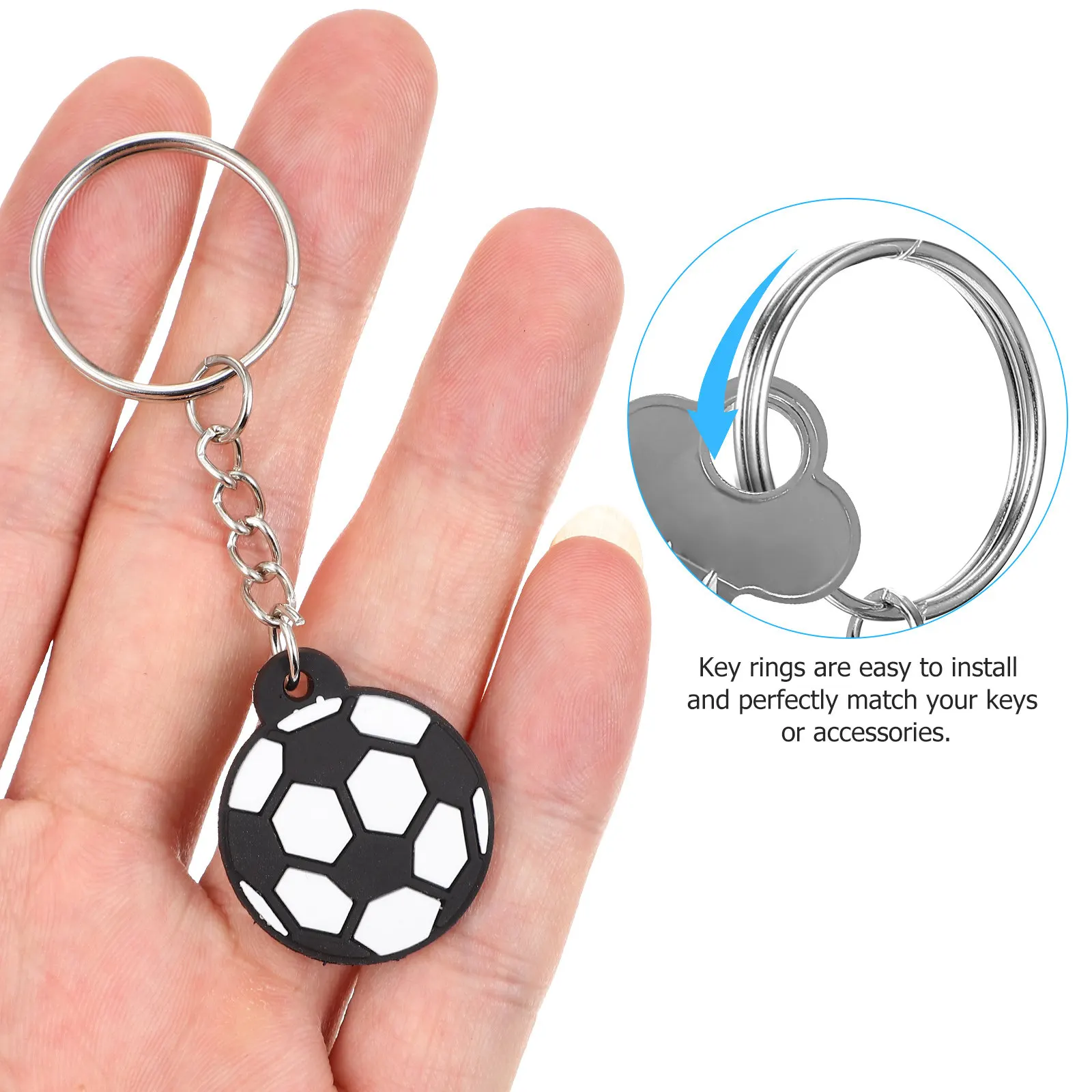 

24Pcs Football Keychains Soccer Ball Design PVC Metal Keychains for Car Door Keys Backpack Luggage Sport Party Favor Gifts