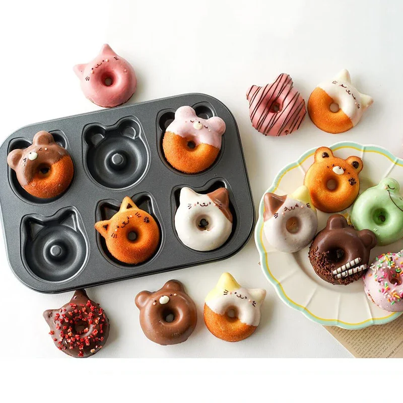 Donut Baking Tray Mold for Baking Bakeware Cake Stand Cartoon Oven Mold Pastry and Bakery Accessories Bread Pastry Baking Tool