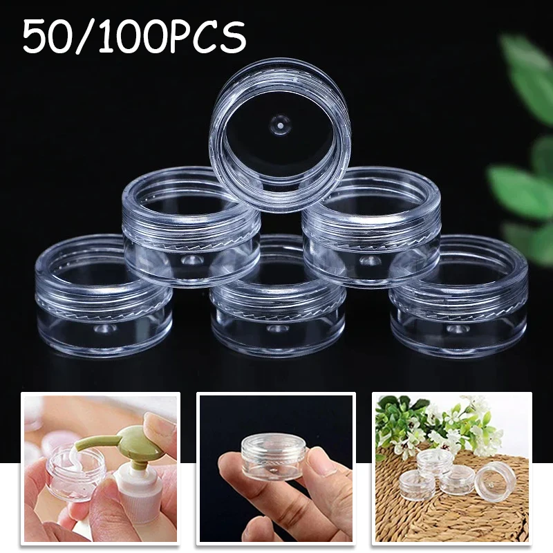 

50/100PCS Subpackage Plastic Jar Pots Transparent Sample Bottles Eyeshadow Cream Lip Balm Container Portable Makeup Jar 2.5ml