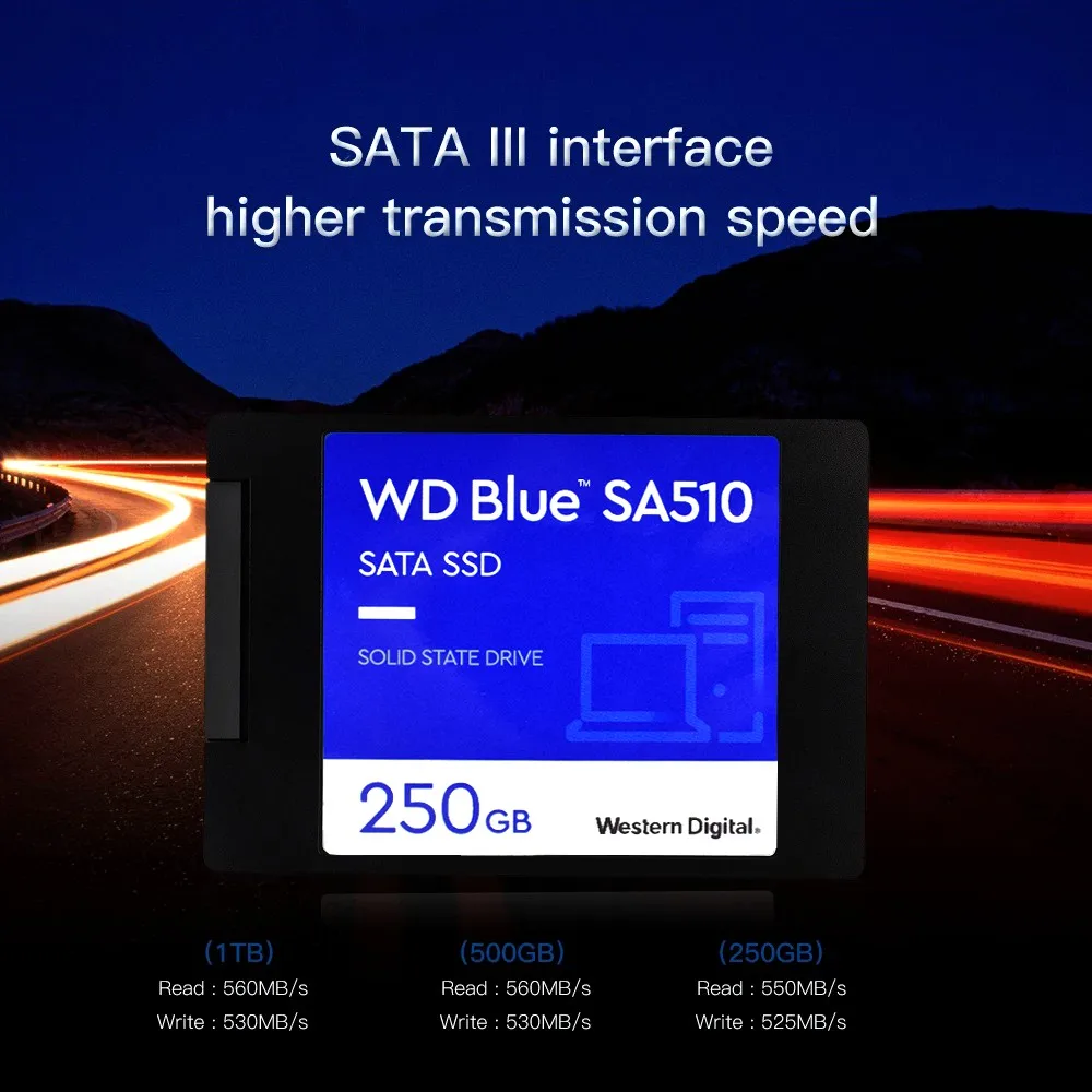 Imagem -06 - Western Data Azul Sa510 250gb Ssd Sata de 25 Polegadas com Velocidade de Leitura de até 555 mb s wd