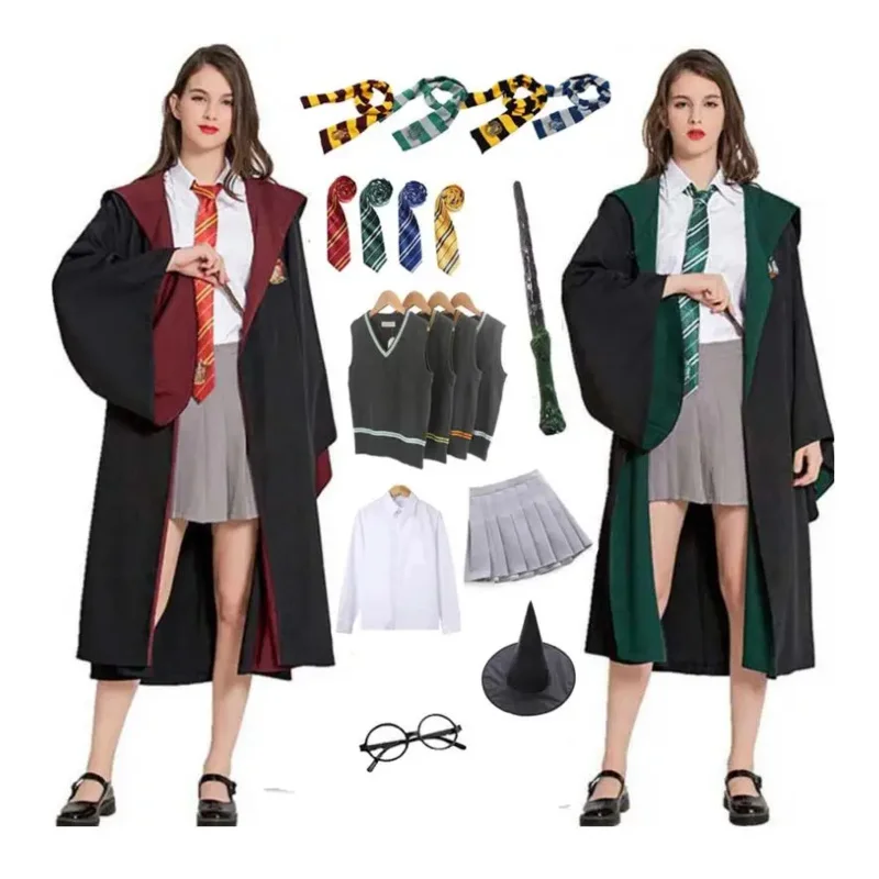 2023 Neue Potter Kinder Mädchen Frauen Halloween Kostüm Magie Schule Robe Umhang Uniform Granger Grün Rot B ★ ★ ★