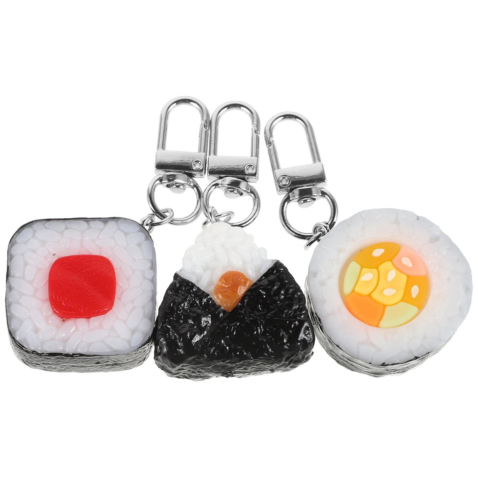 

3 Pcs Sushi Keychain Realistic Japanese Design Lightweight Plastic Keychains for Women Car Keyring Cute Ornament Charm