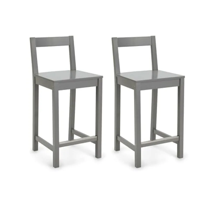 

Wooden Bar Stool with Backrest 24" Grey Set of 2