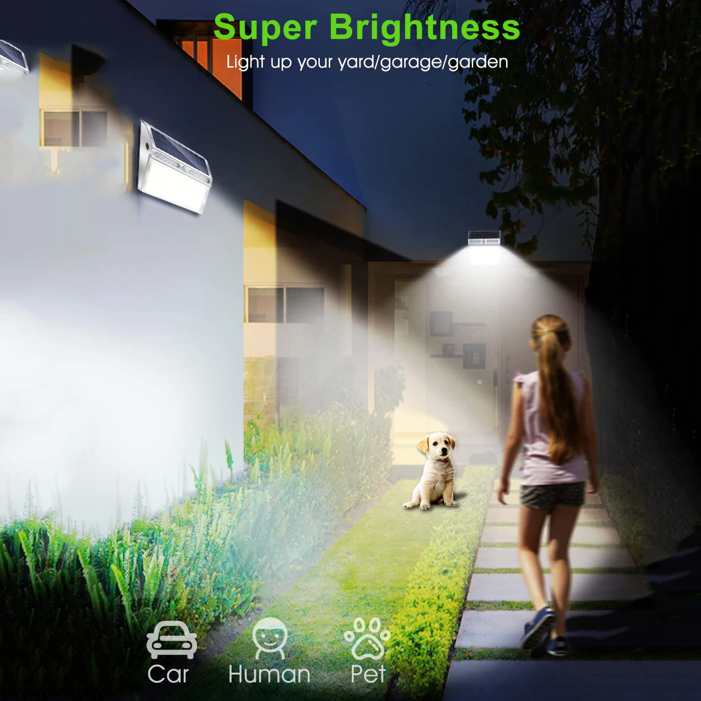 112 LED Solar Outdoor Lights Stainless Steel Solar Motion LED Sensor Lamp Waterproof Security Lighting for Front Door Garage