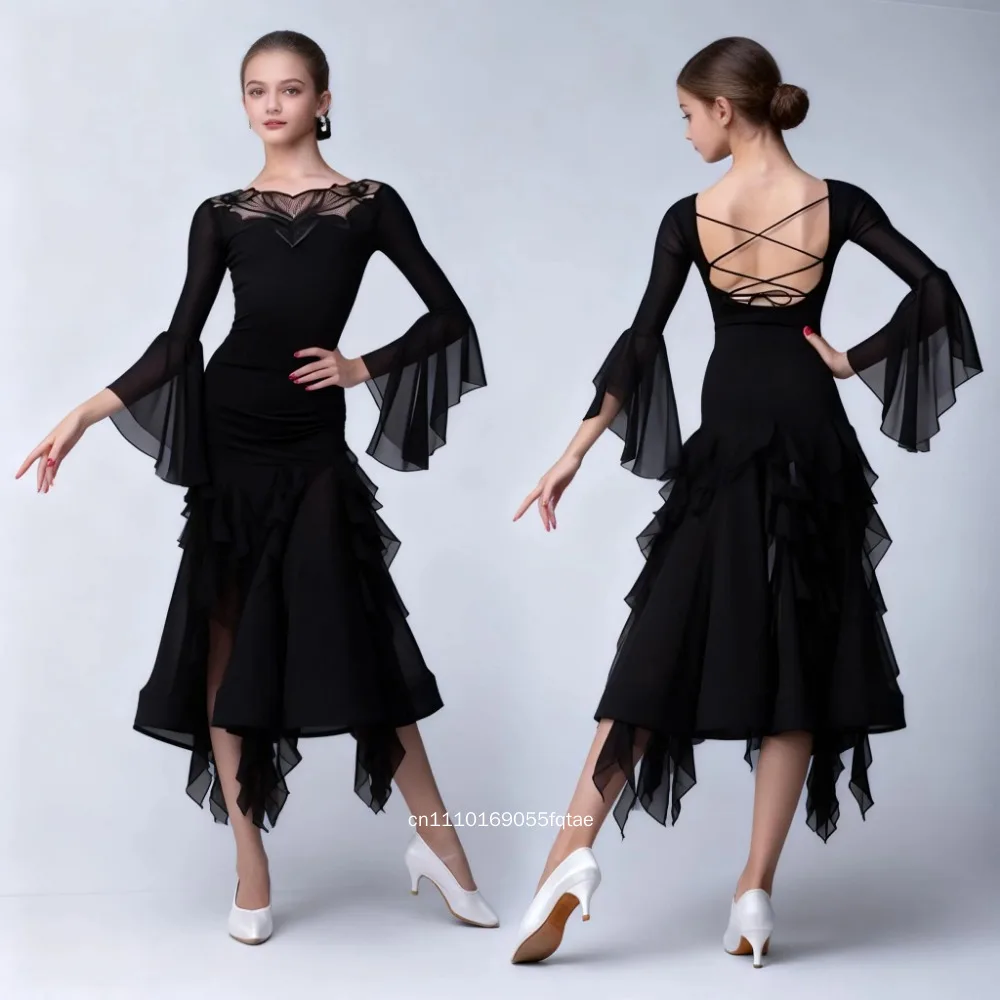 2026 New Kids Ballroom Dance Dress Girls Professional Standard Modern Dance Competition Costume Children Dance Wear